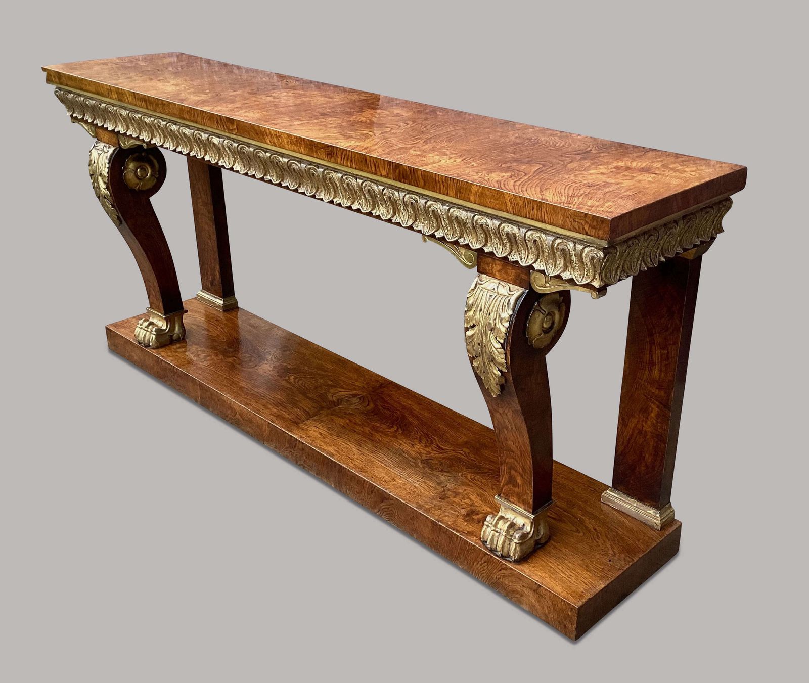 photo vintage Magnificent Regency Pollard Oak And Giltwood Console Table
