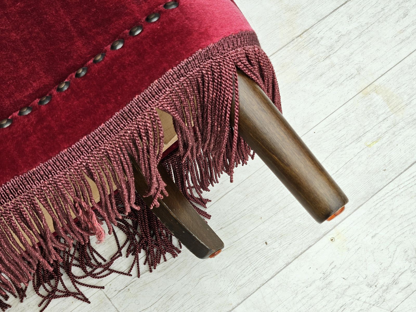 1970s, Danish Lounge Chair, Original Condition, Cherry Red Velour Fabric. photo Furniture