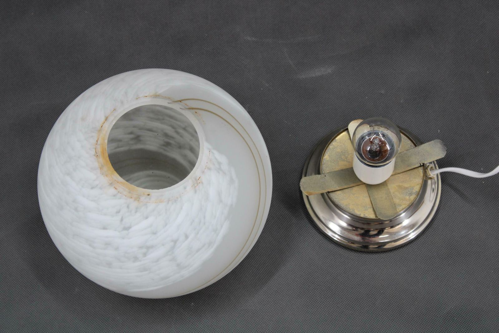 1970s Glass Globe "Venice Hand Made Glass "Table Lamp, Italy photo buy