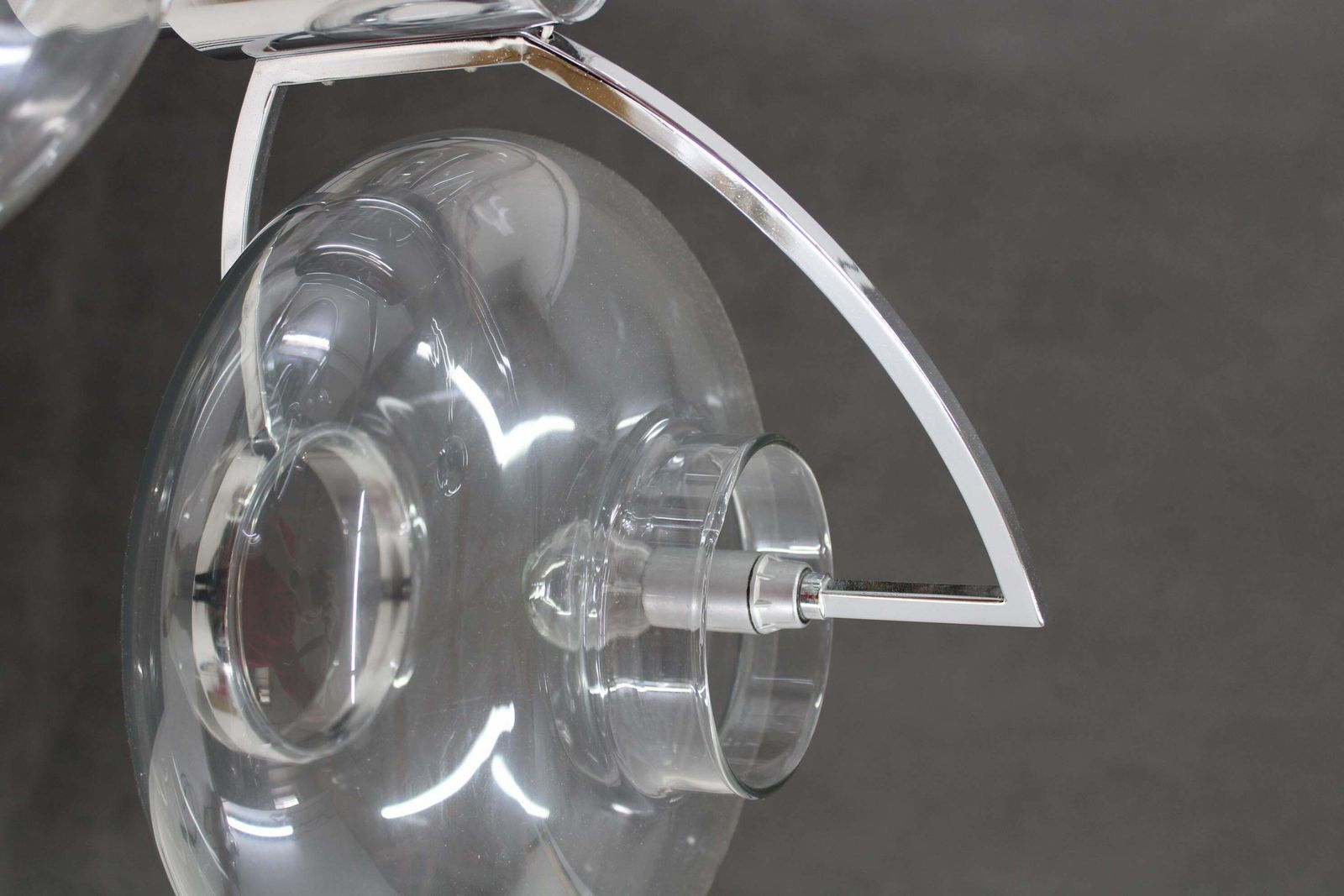 1970s Italian Chrome Plated And Glass Chandelier photo vinterior