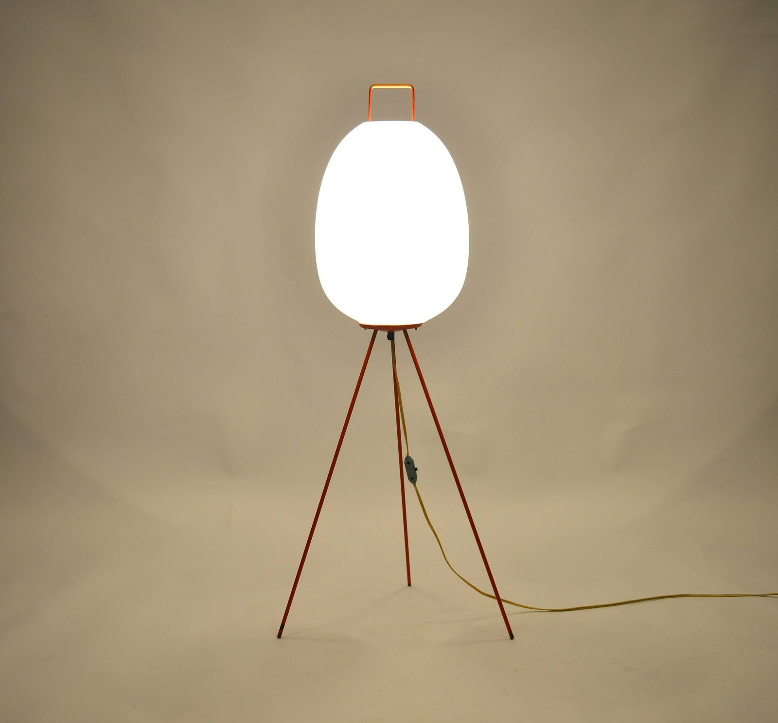 Mid Century Modern 60s Floor Lamp By Josef Hurka For Napako – Opaline Glass, Nogy Noguchi Style, Space Age Lamp photo for sale