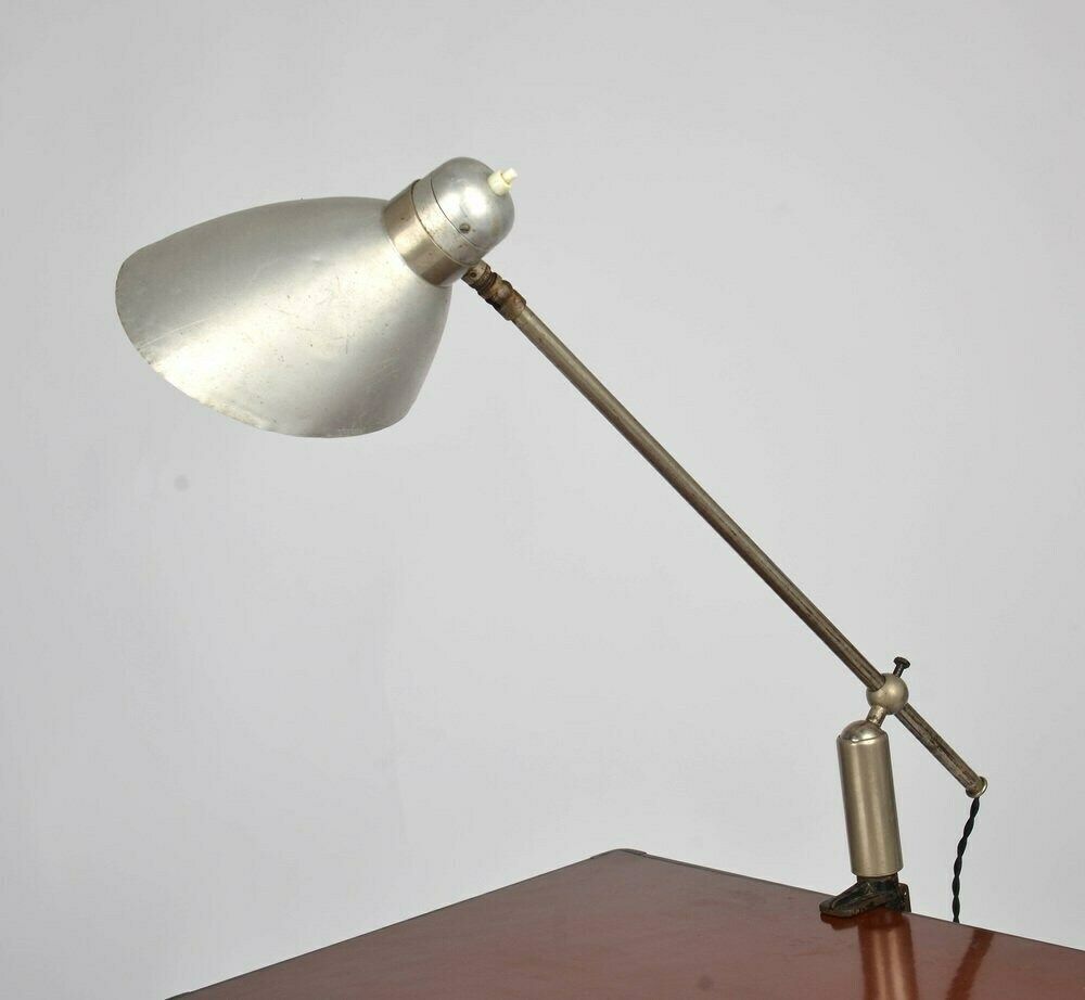 Bauhaus Functionalist Desk Lamp By Franta Anyz, 1930s – Nickel Plated Brass & Aluminum With Adjustable Shield, Perfect For Modern Interiors photo for sale