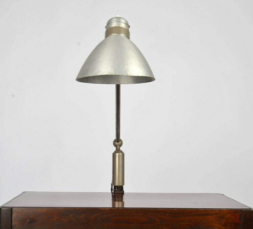 Bauhaus Functionalist Desk Lamp By Franta Anyz, 1930s – Nickel Plated Brass & Aluminum With Adjustable Shield, Perfect For Modern Interiors photo Lighting