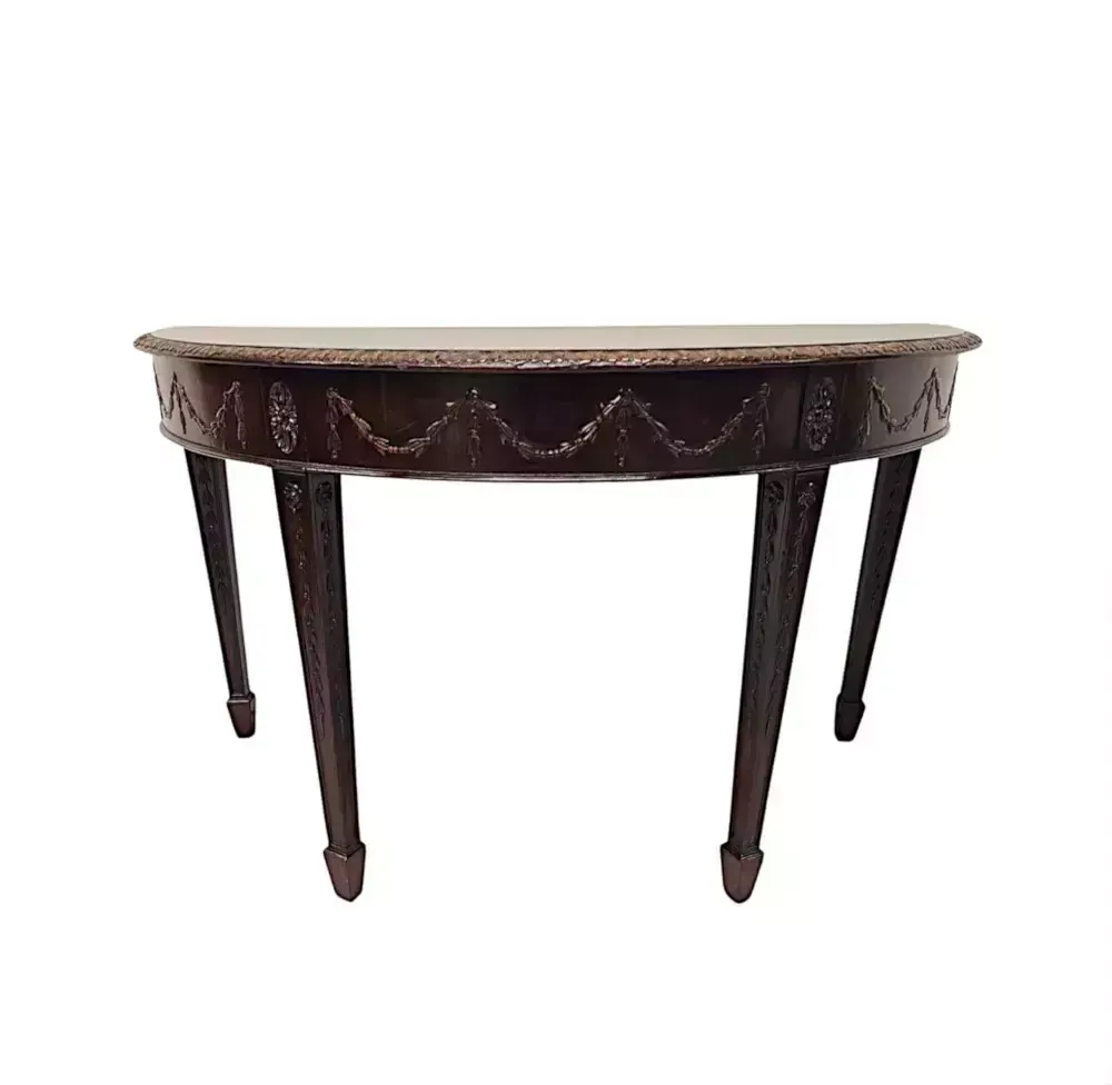 A Very Fine Late 19th Century Adams Design Demi Lune Hall Or Console Table