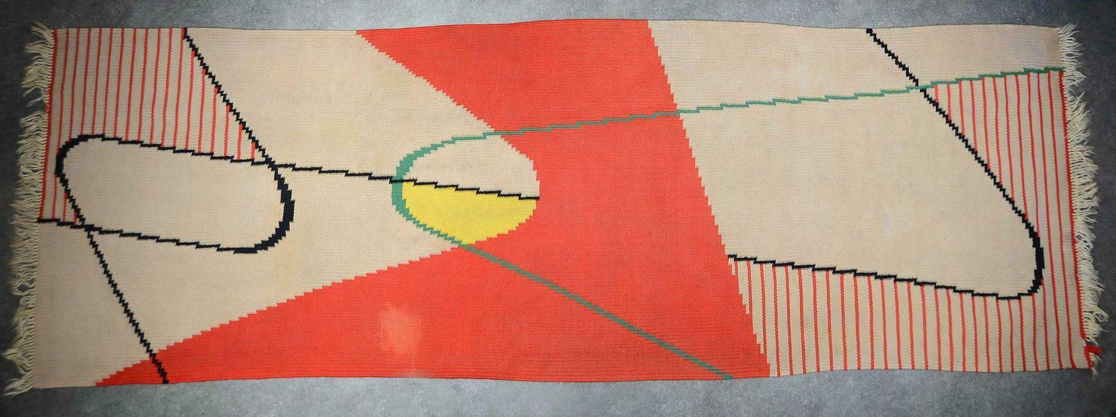 Modernist Geometric Carpet By Antonin Kybal, Mid Century Modern Geometric Rug, Vintage Rug, Modernist Rug, Modernist Carpet, photo Textiles