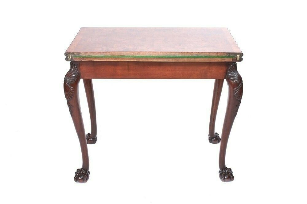 Fine Georgian Revival Walnut & Carved Irish Card Table, Circa 1900 photo 1350.0