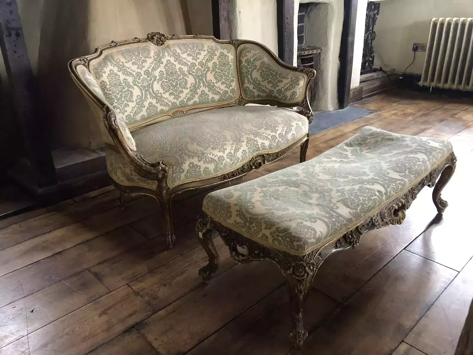 Quality Antique Original Loveseat Sofa Gilt Gold Salon Parlour Chaise Longue photo Furniture