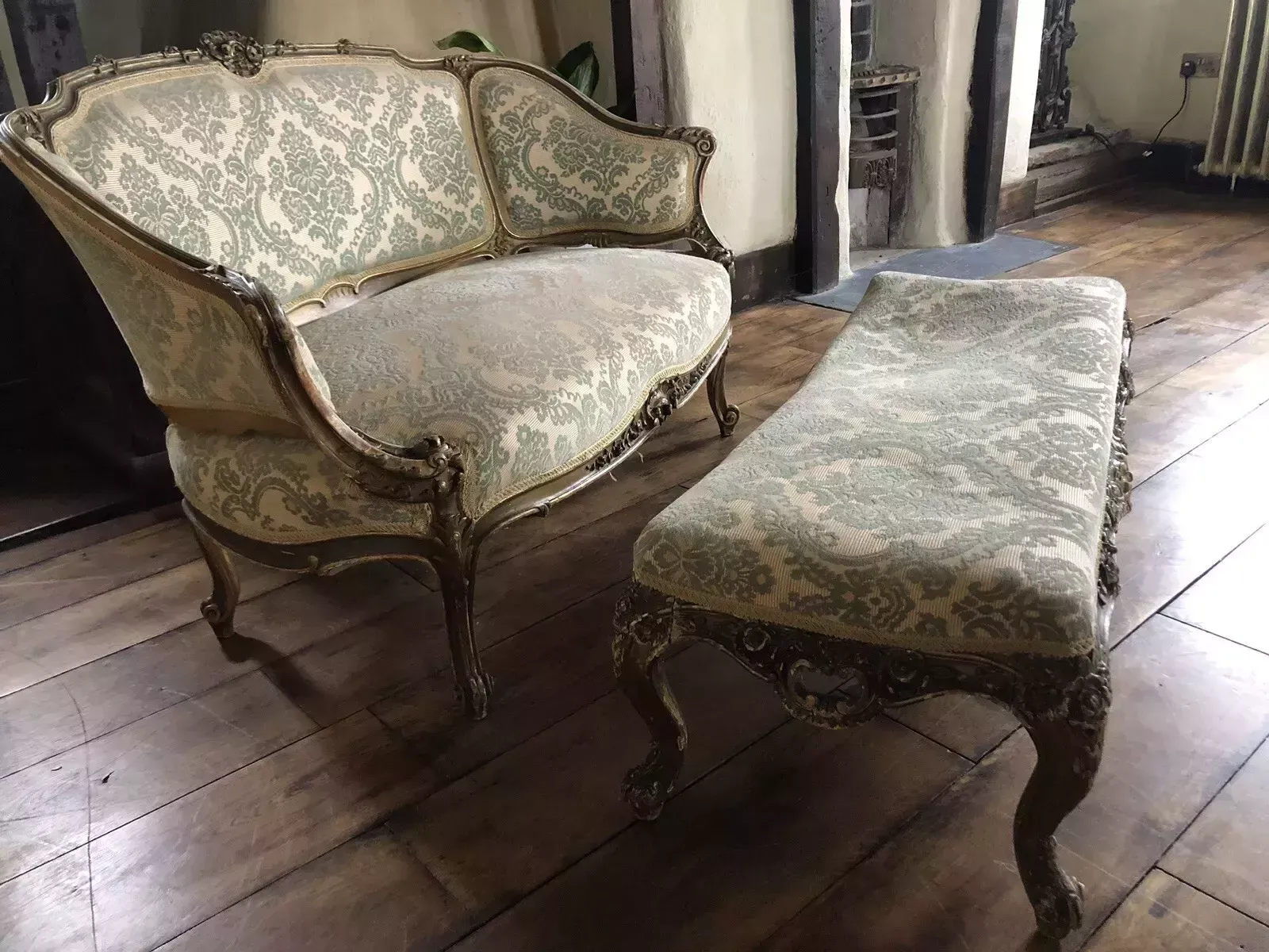 Quality Antique Original Loveseat Sofa Gilt Gold Salon Parlour Chaise Longue photo buy