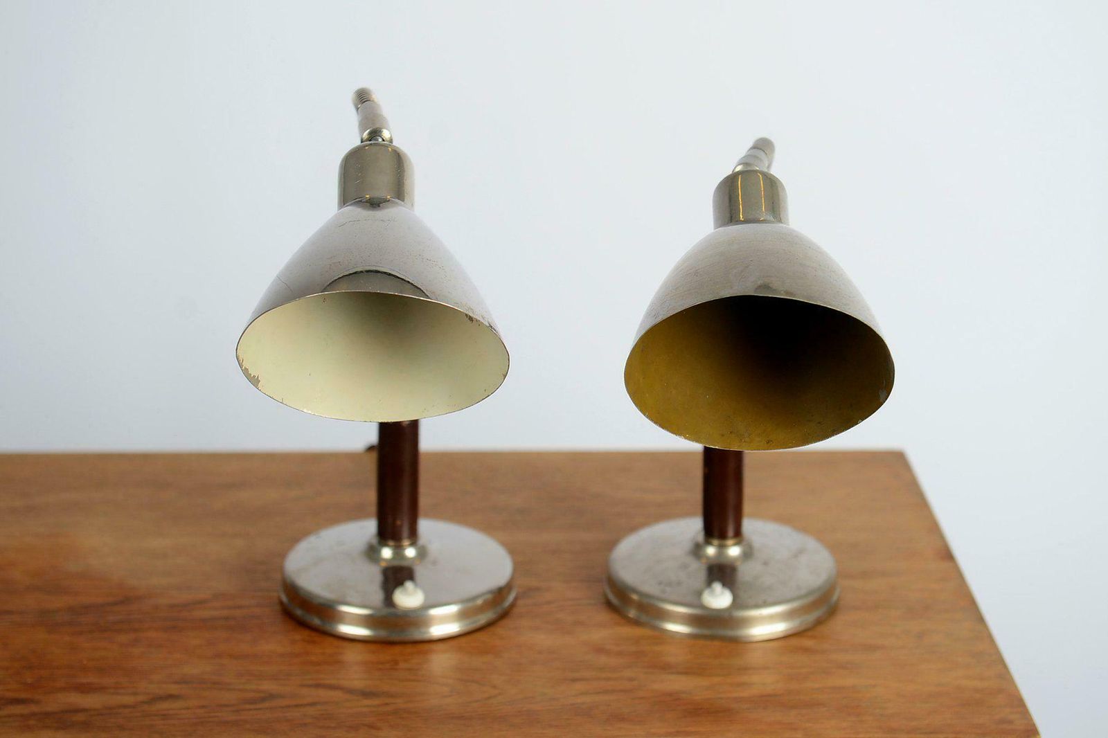Bauhaus Nickel Table Lamps By Franta Anyz, 1930s, Modernist Lamps, photo Lighting