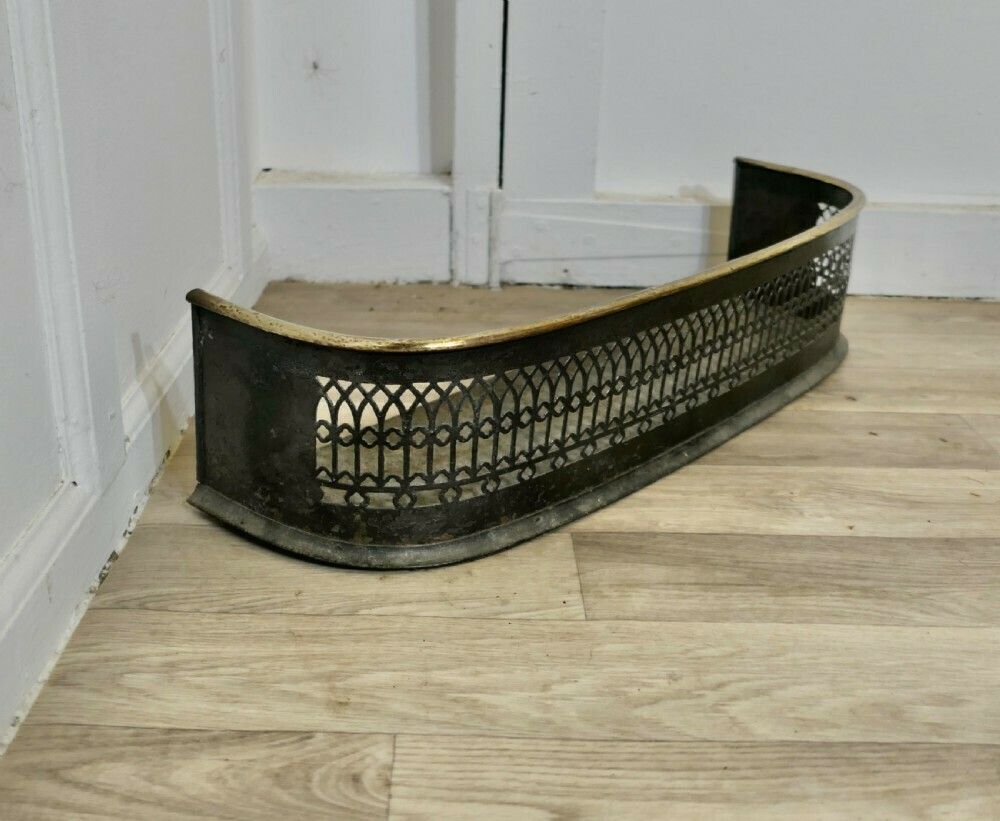 A Petite Victorian Pierced Brass And Iron Fender photo 420.0
