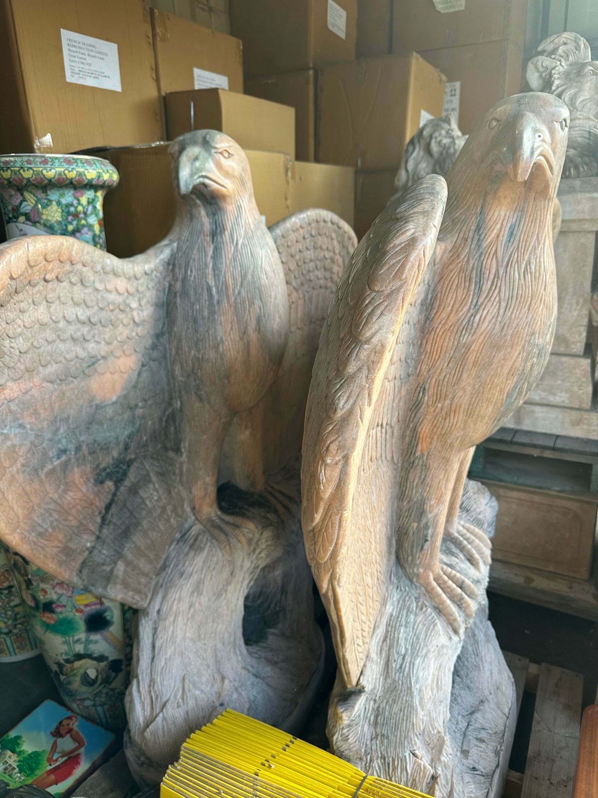 Pair Of, Italian Marble 1950’s Carved Eagles (Priced Individually) photo vinterior