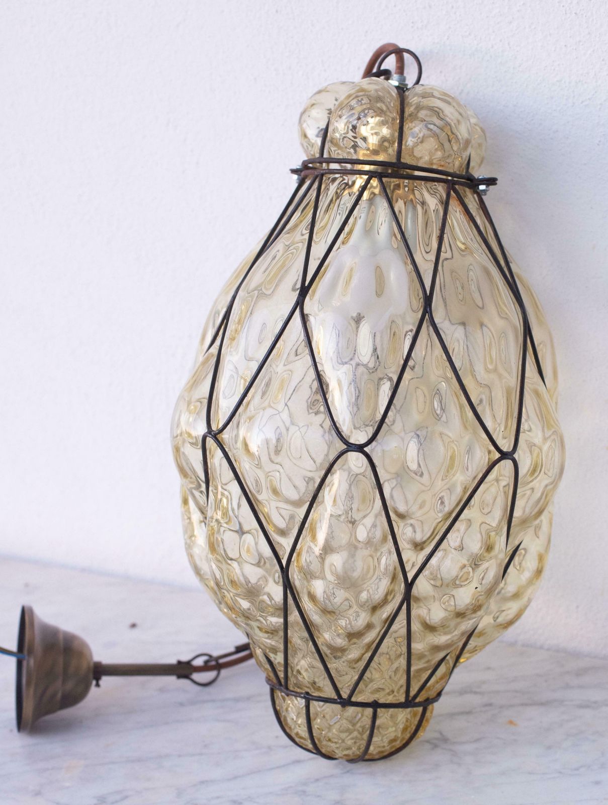 Wonderful Amber Venetian Lantern, Seguso Murano Glass, Italy, 1950s photo furniture