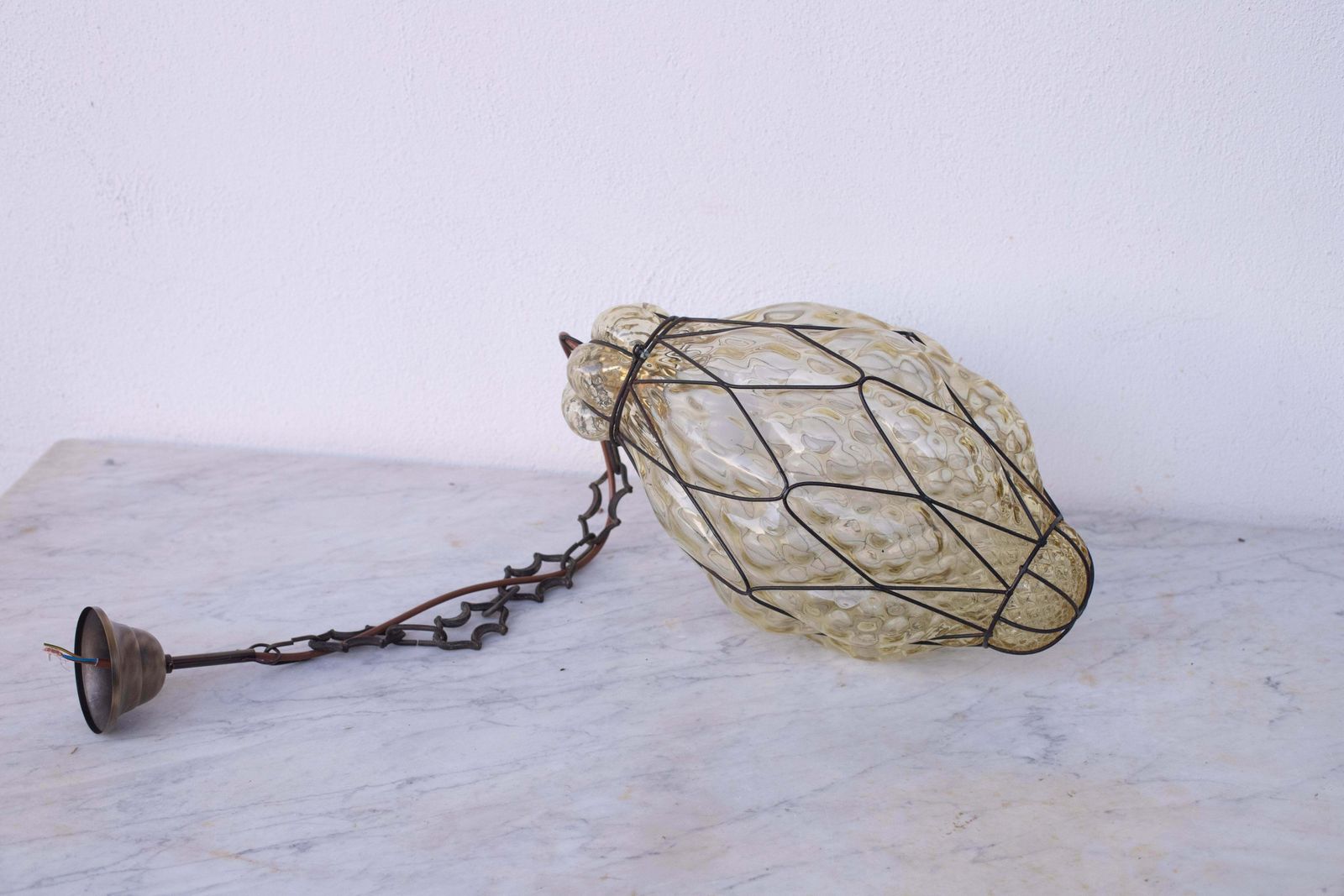 Wonderful Amber Venetian Lantern, Seguso Murano Glass, Italy, 1950s photo vinterior