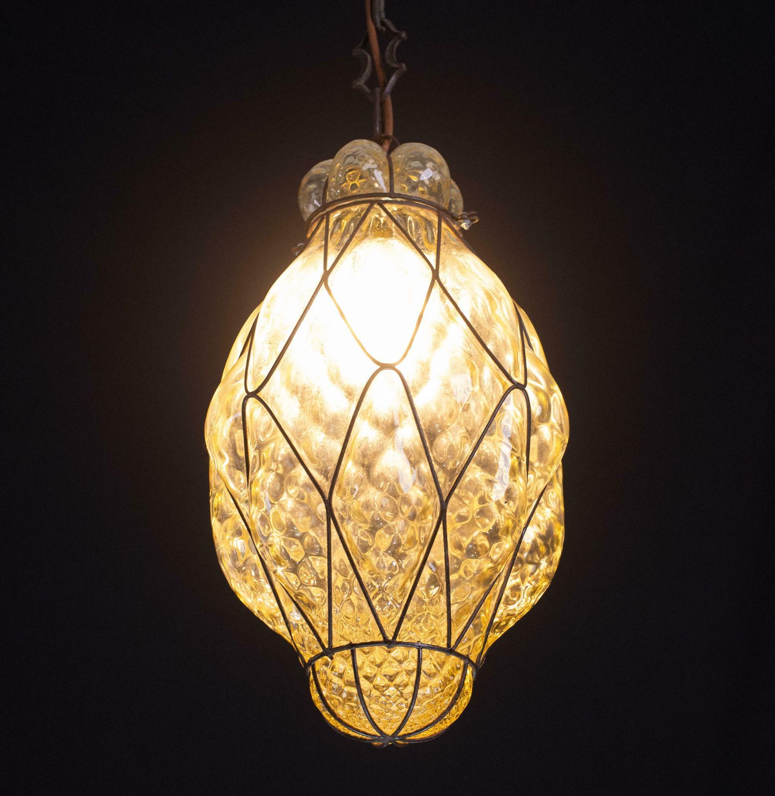 Lighting Wonderful Amber Venetian Lantern, Seguso Murano Glass, Italy, 1950s photo