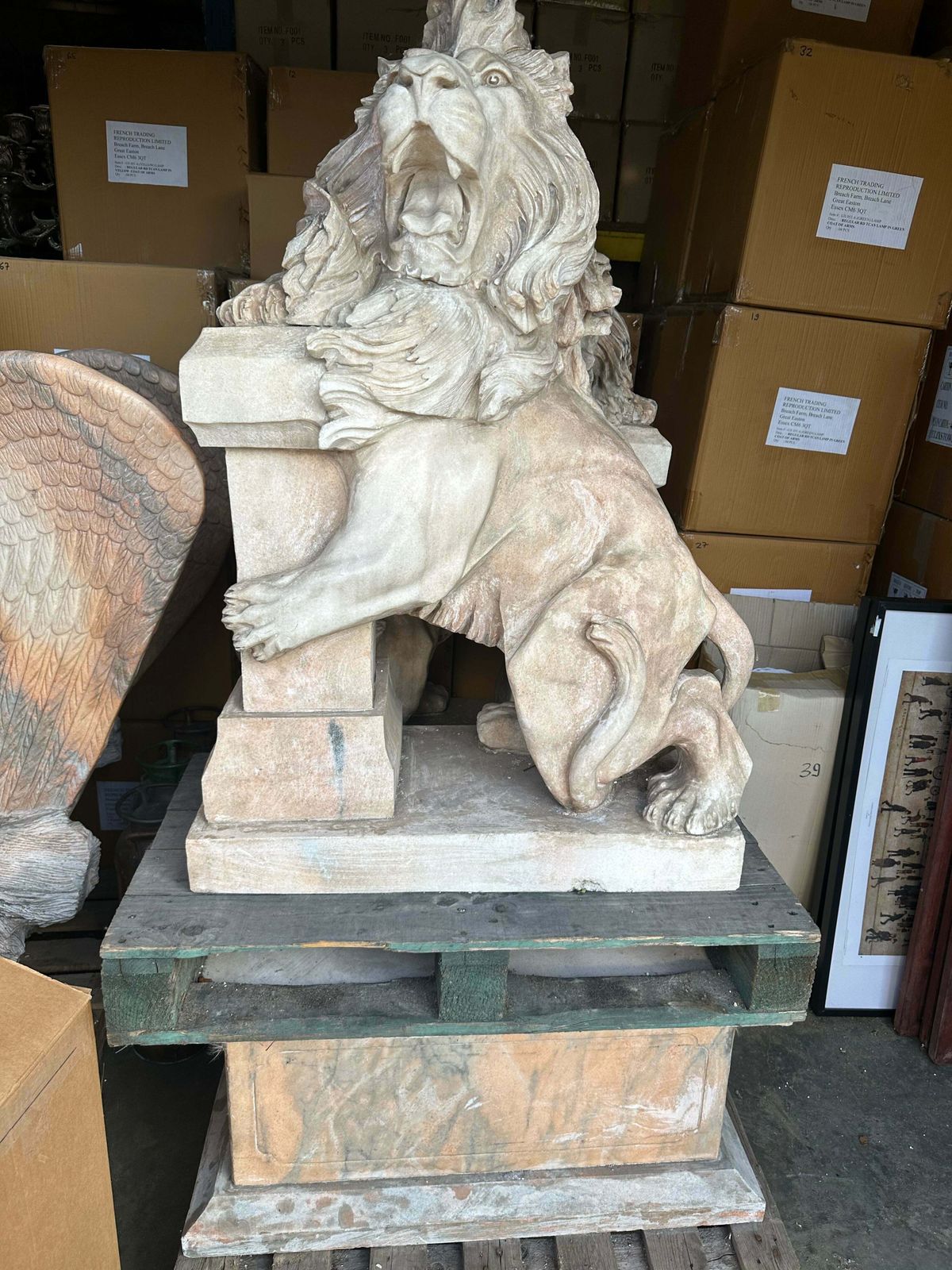 Pair Of, Italian Marble Lions Earley 1900’s, With Marble Plinths (Priced Individually) photo Art