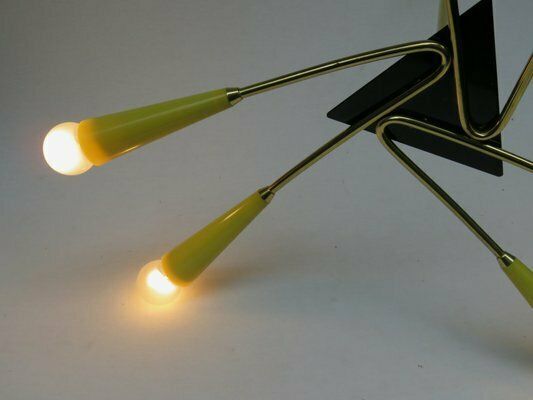 Sputnik Ceiling Light In Brass And Yellow, 1950s photo 2707.25