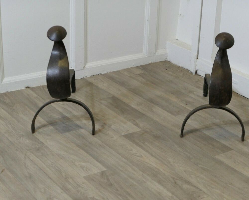 A Pair Of French Gothic Iron Andirons Or Fire Dogs photo furniture