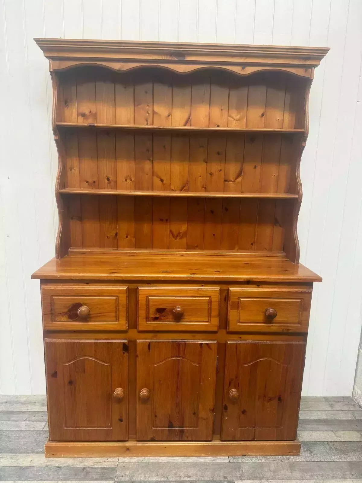 Custom Painted Vintage Country Farmhouse Pine 3 Door Welsh Dresser