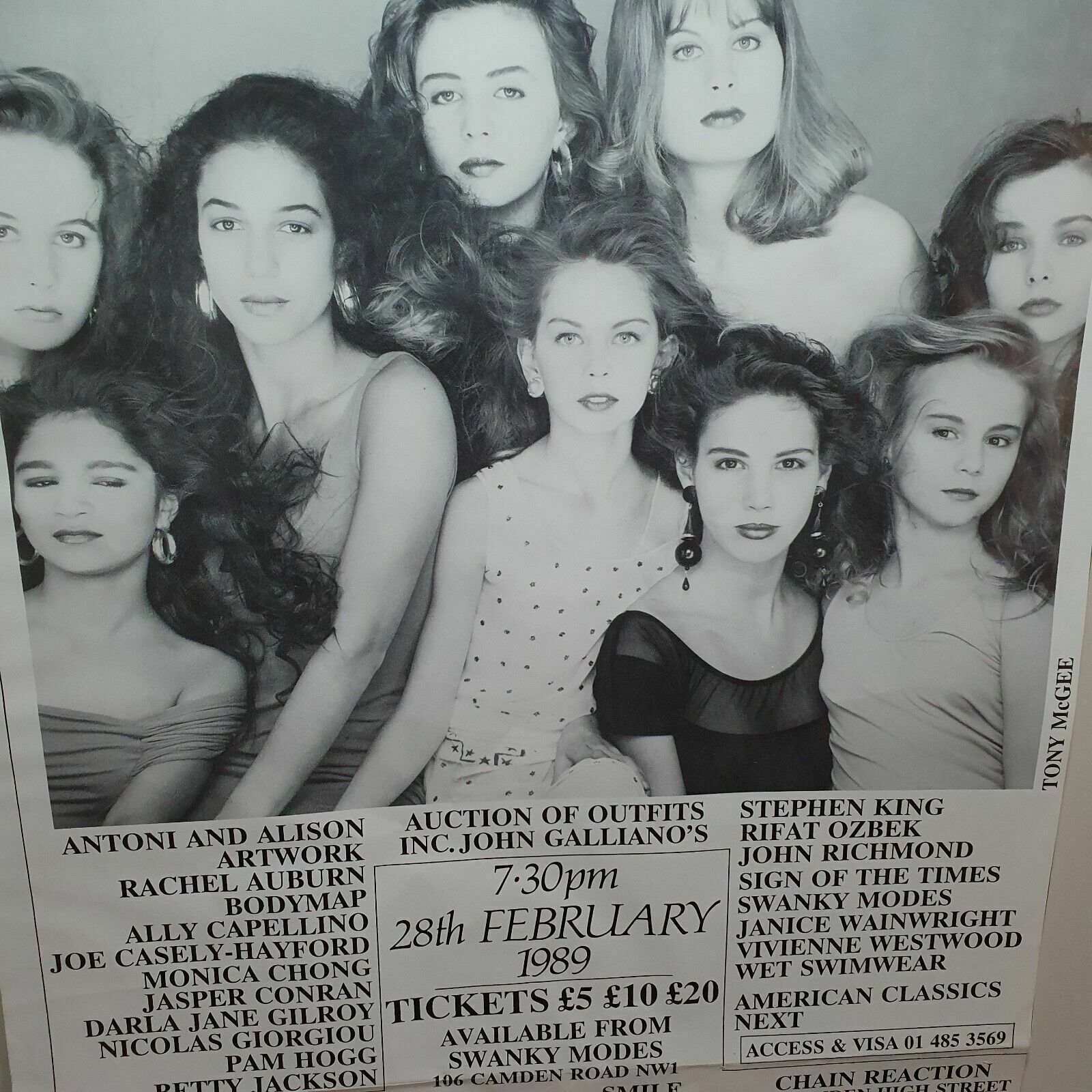Rare Tony Mcgee Poster 80s Fashion Show Camden Girls, Vivienne Westwood Etc 1989 photo for sale