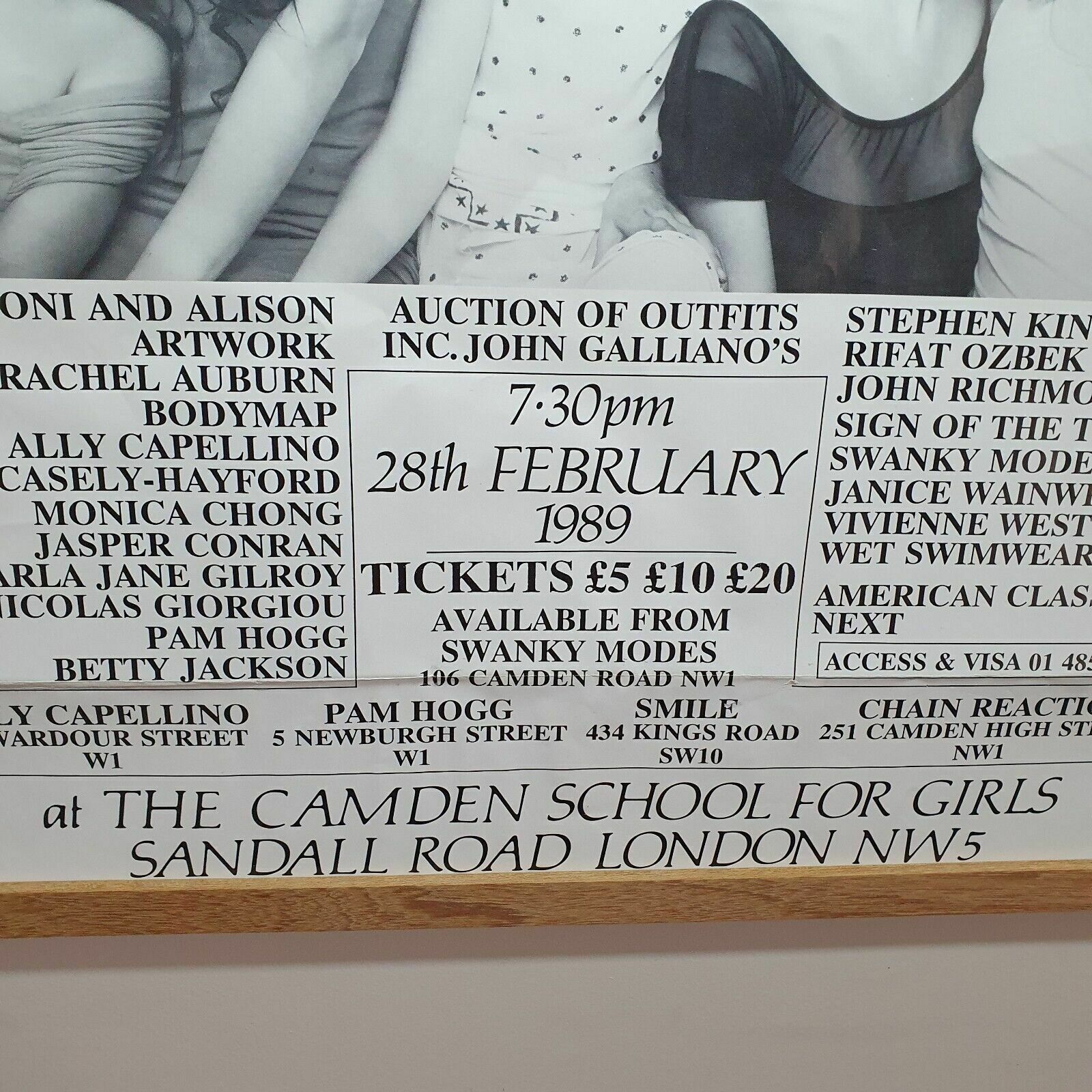 photo furniture Rare Tony Mcgee Poster 80s Fashion Show Camden Girls, Vivienne Westwood Etc 1989