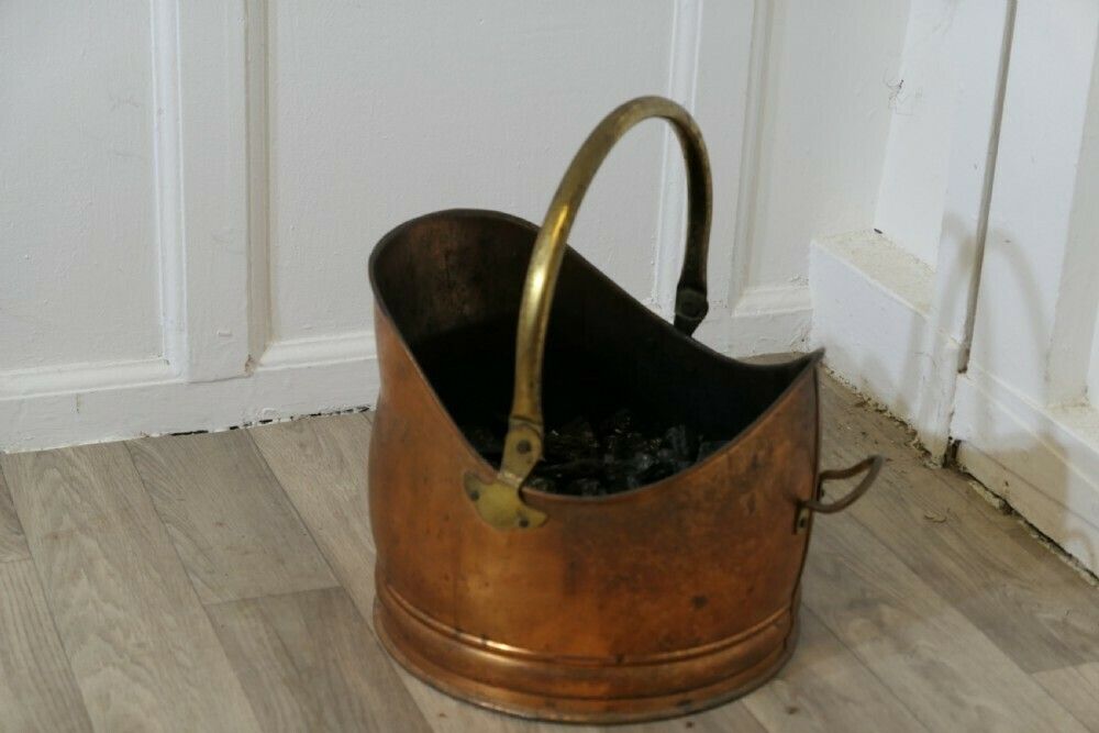Arts And Crafts Beaten Copper Helmet Coal Scuttle