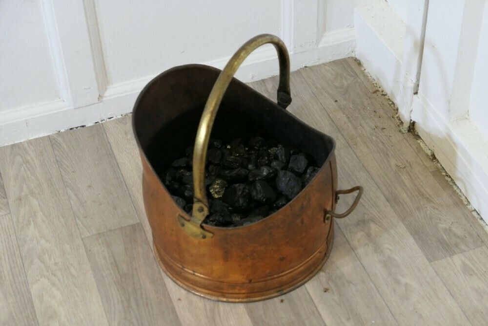 Arts And Crafts Beaten Copper Helmet Coal Scuttle photo for sale