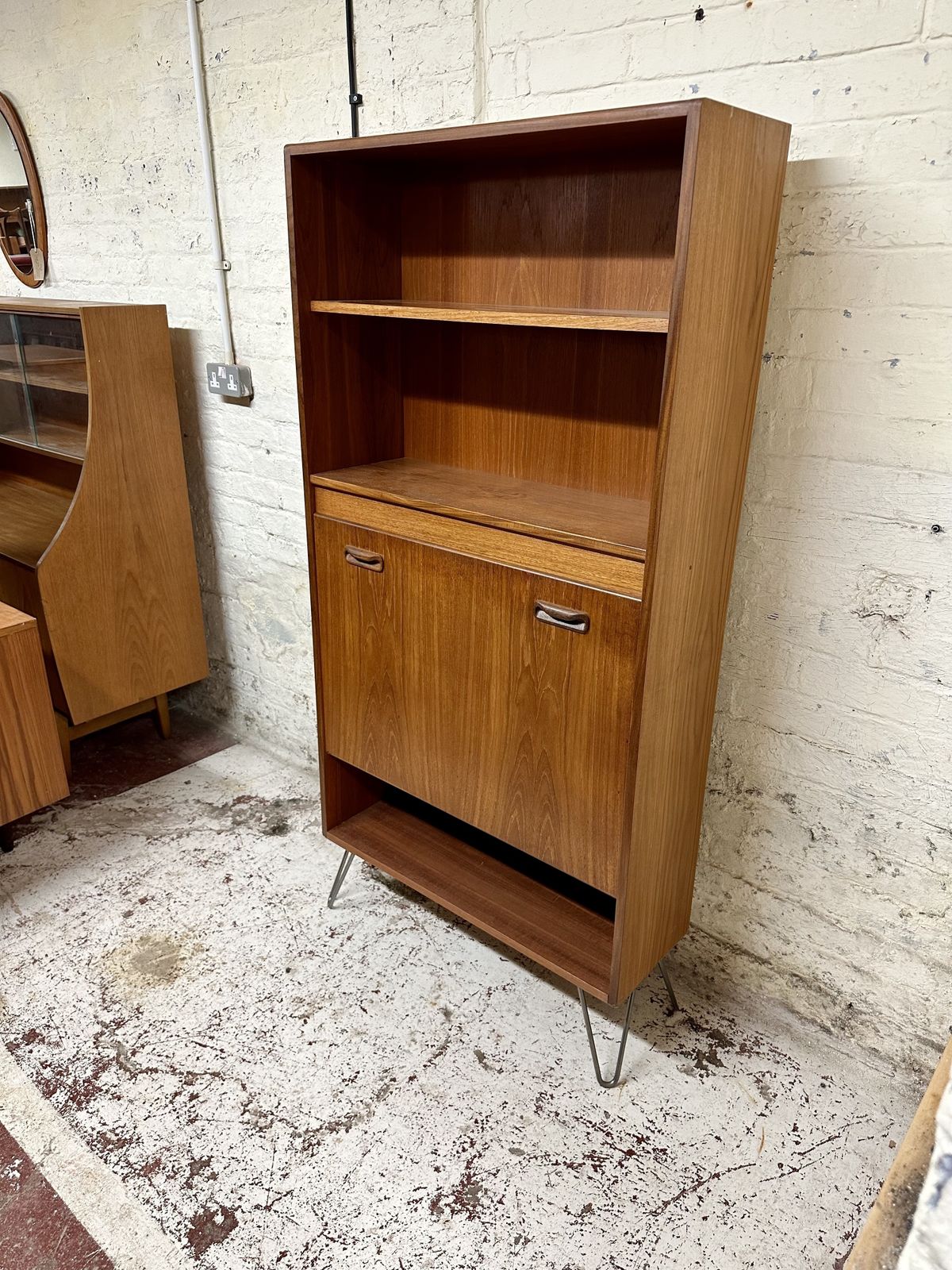 G Plan Fresco Teak Cocktail Bar, Storage On Hairpin Legs photo for sale