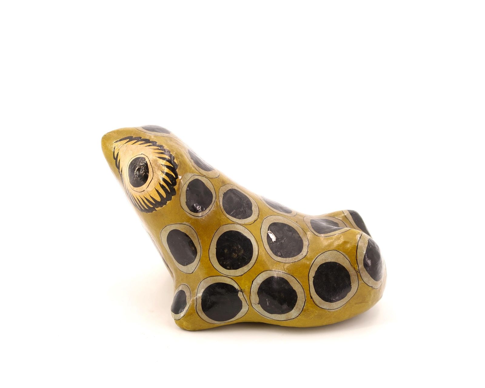 Mexican Folk Art Paper Mache Frog Signed Alcala Mex, 1970s / Mexico, Green, Graphic photo furniture