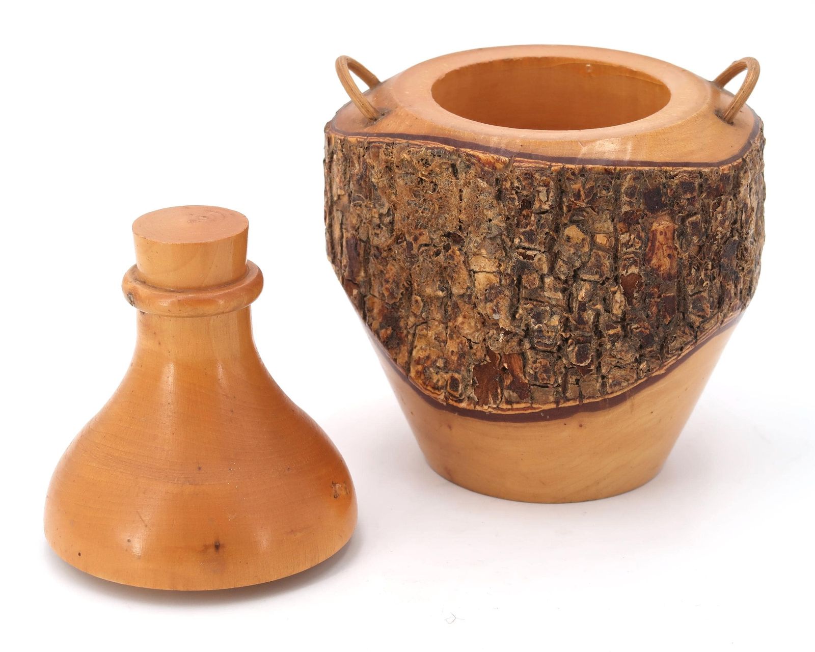 French Wooden Box With Handles And Bark, 1970s / Wood, Cottage, Rustic, Country, Farmhouse photo 75.0