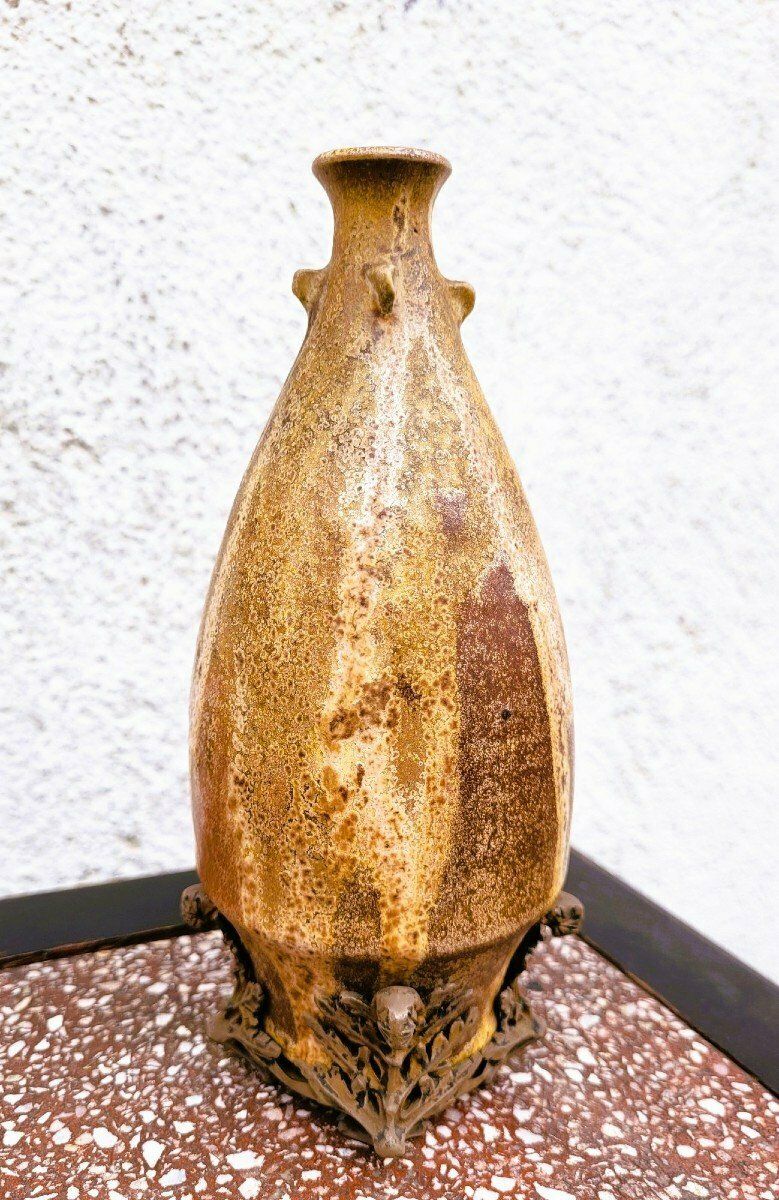 C Greber, Flamed Stoneware Vase, Art Nouveau, Early 20th Century photo for sale