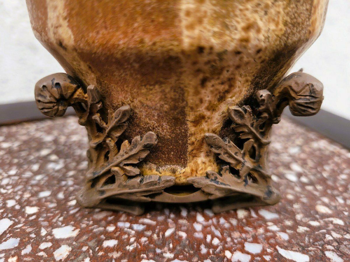 photo furniture C Greber, Flamed Stoneware Vase, Art Nouveau, Early 20th Century