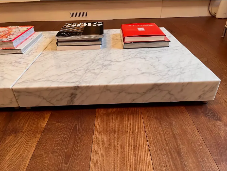 Living Divani   Menhir, Solid Carrara Marble, Set Of 2 Square Coffee Tables photo vintage