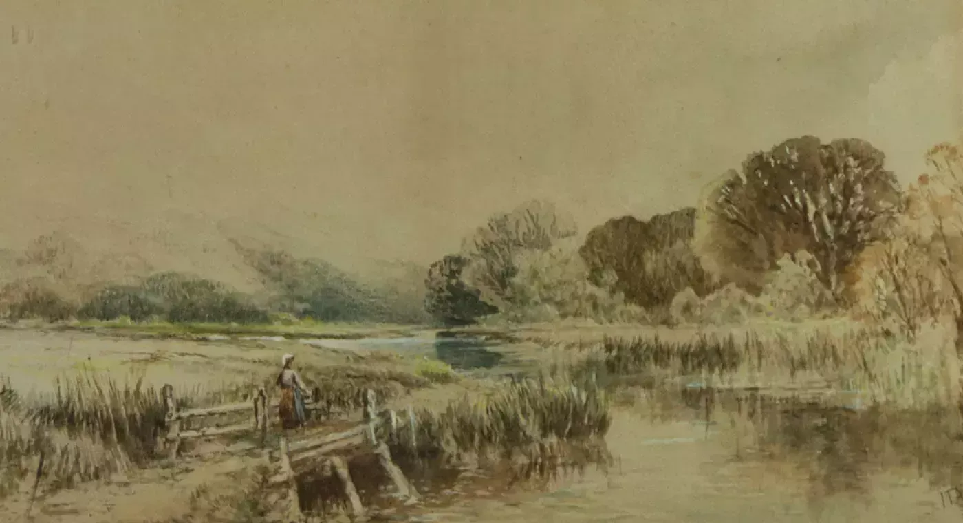 I. T. Adams   Signed & Framed Early 20th Century Watercolour, Near Lewis photo furniture