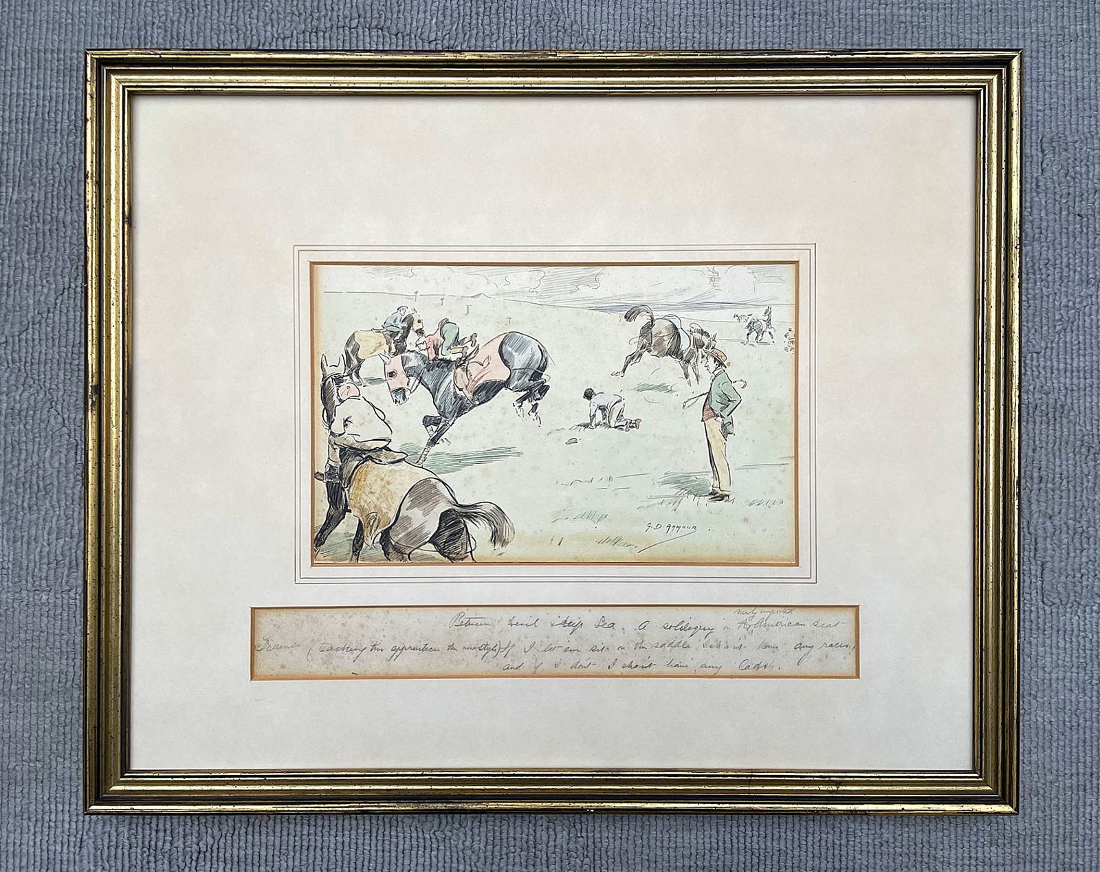 Excellent Edwardian Watercolour By George Denholm Armour (1864 1949)   "The Newly Imported American Seat"