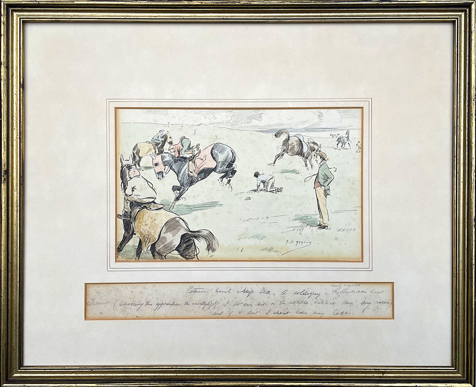 Excellent Edwardian Watercolour By George Denholm Armour (1864 1949)   "The Newly Imported American Seat" photo 145.0
