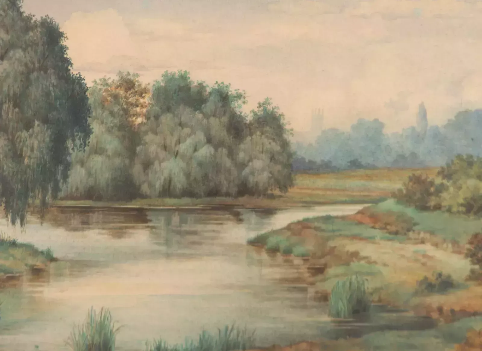 H. Morant   1894 Watercolour, Misty Wetlands photo furniture