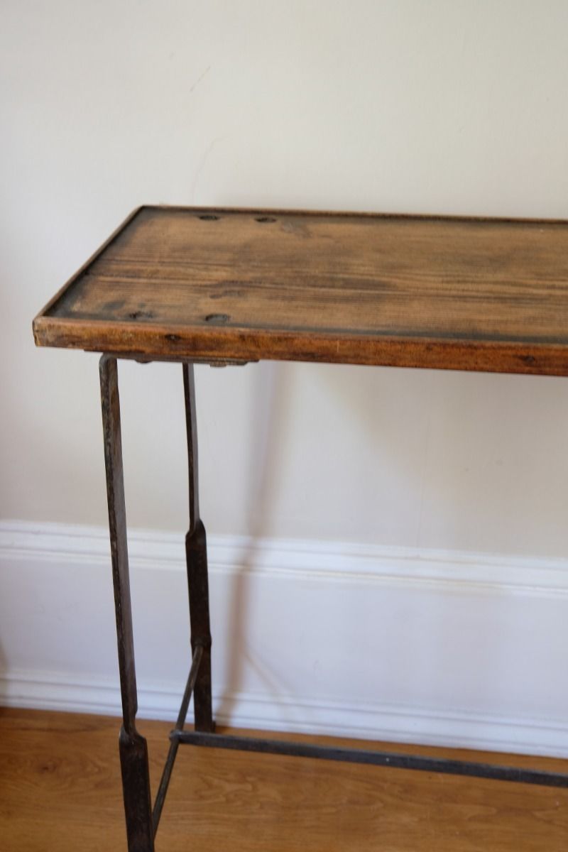 Contemporary Wrought Iron Pine Table photo vintage