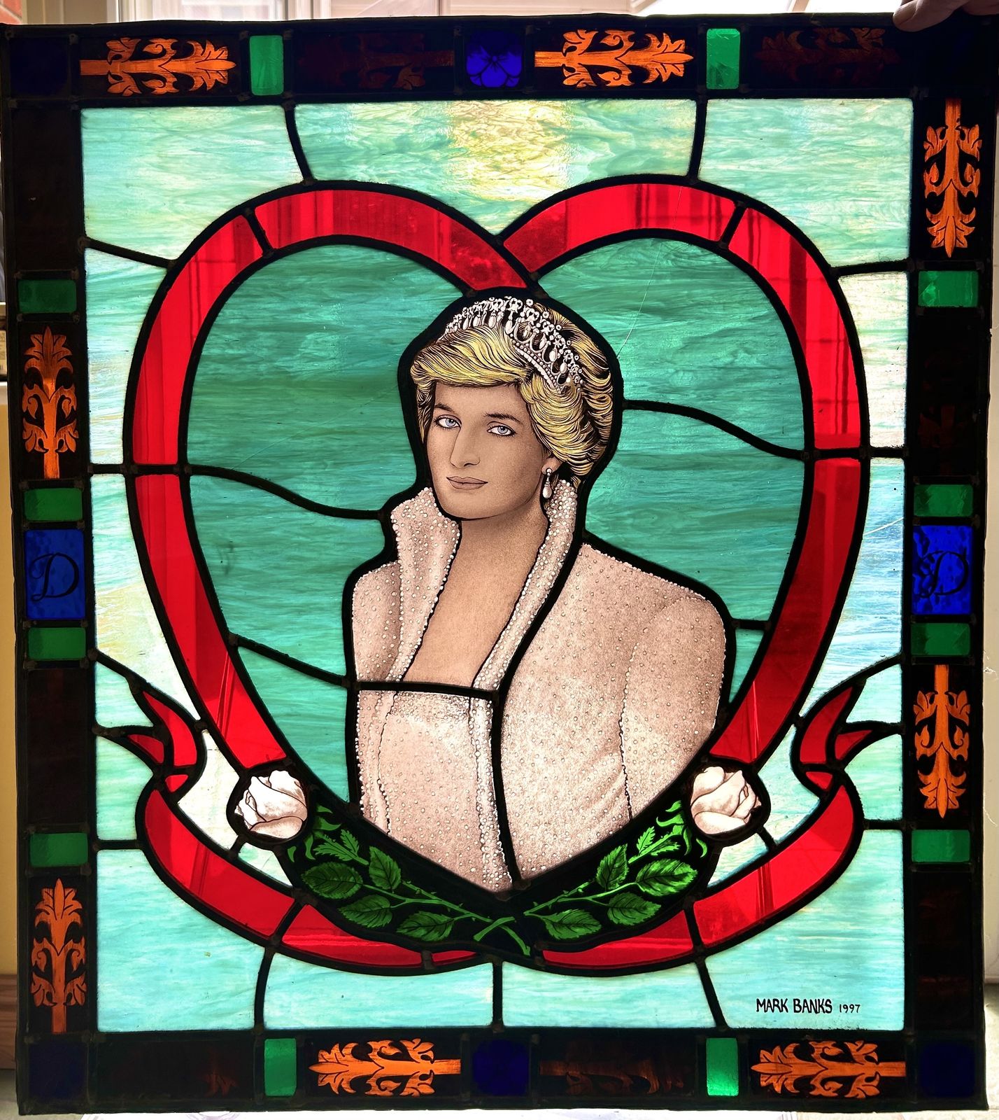 Princess Diana Queen Of Hearts Stained Glass Window photo furniture