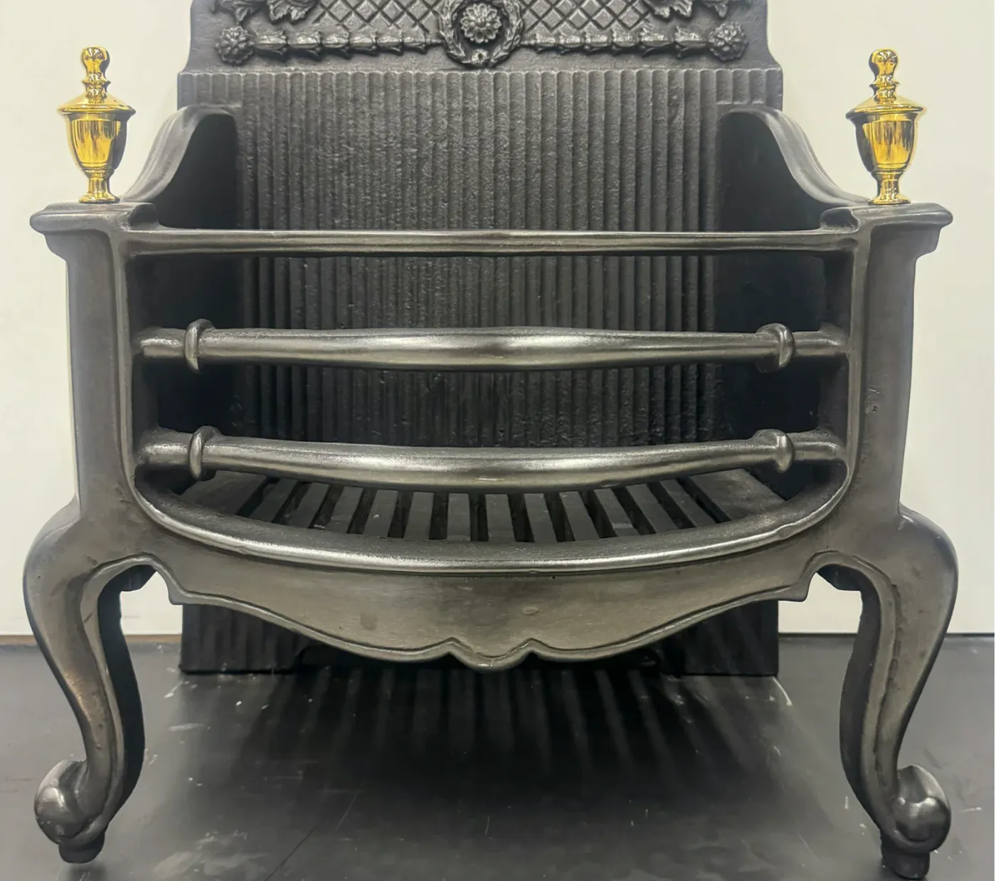 Antique Iron And Brass Fire Basket With Bio Ethanol Kit photo for sale