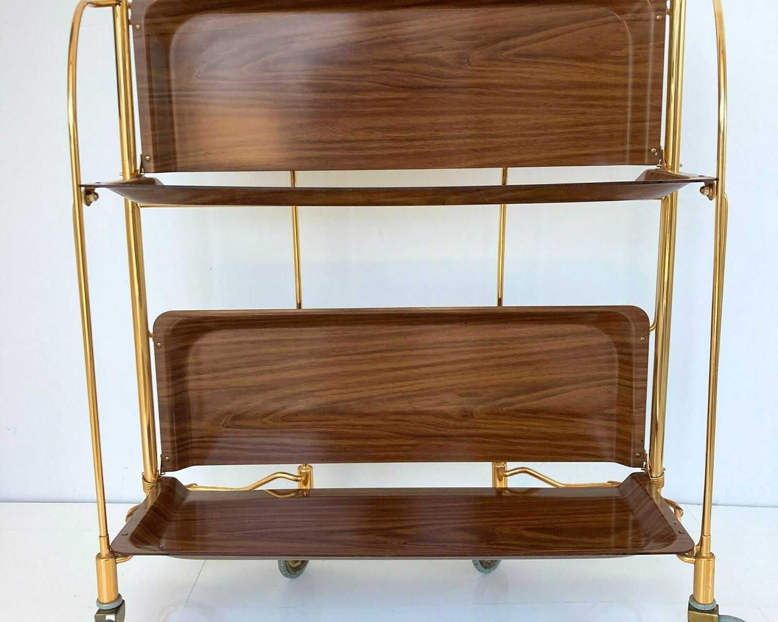 Bremshey Dinett Walnut Gold | Foldable Bar Cart | 60s Design photo for sale
