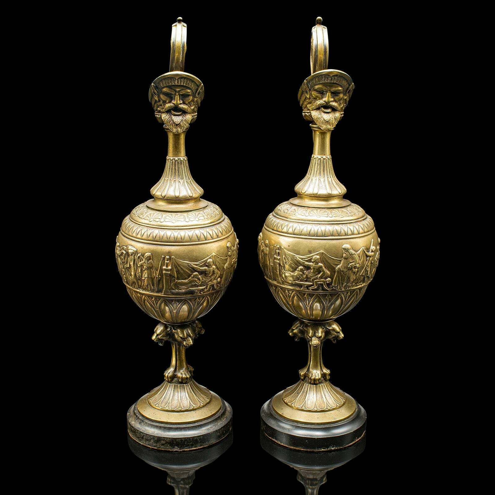 Pair Of Antique Ornamental Ewers, Italian, Bronze, Grand Tour, Victorian, C.1850 photo furniture
