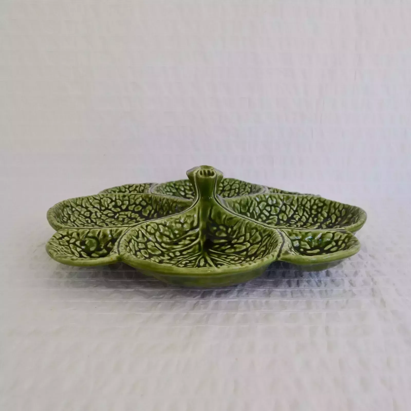 Home Decor Subtil John Buck Majolica Green Cabbage Leaf Serving Plate Portuguese Pottery photo