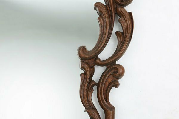 Baroque Mirror With Hand Carved Oak Ornated Frame, France, 1950s photo buy