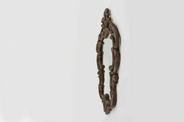 photo furniture Baroque Mirror With Hand Carved Oak Ornated Frame, France, 1950s