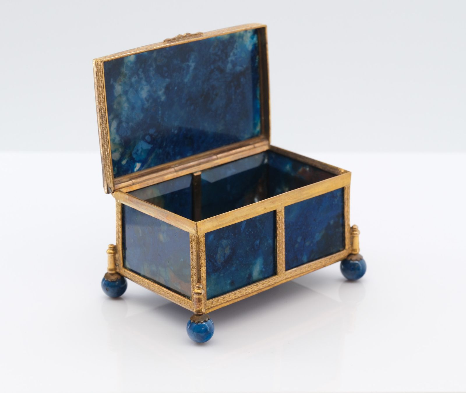 Antique Lapis Lazuli & Gilt Metal Miniature Box Casket French Circa 1880 photo vintage