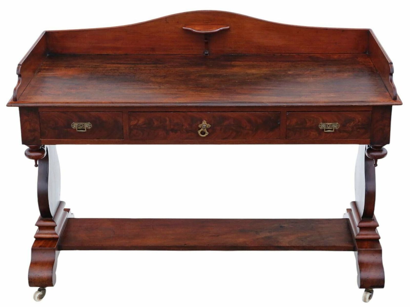 Fine Quality Antique Mahogany Writing Table   19th Century Victorian Gothic Desk Side Dressing photo 1495.0