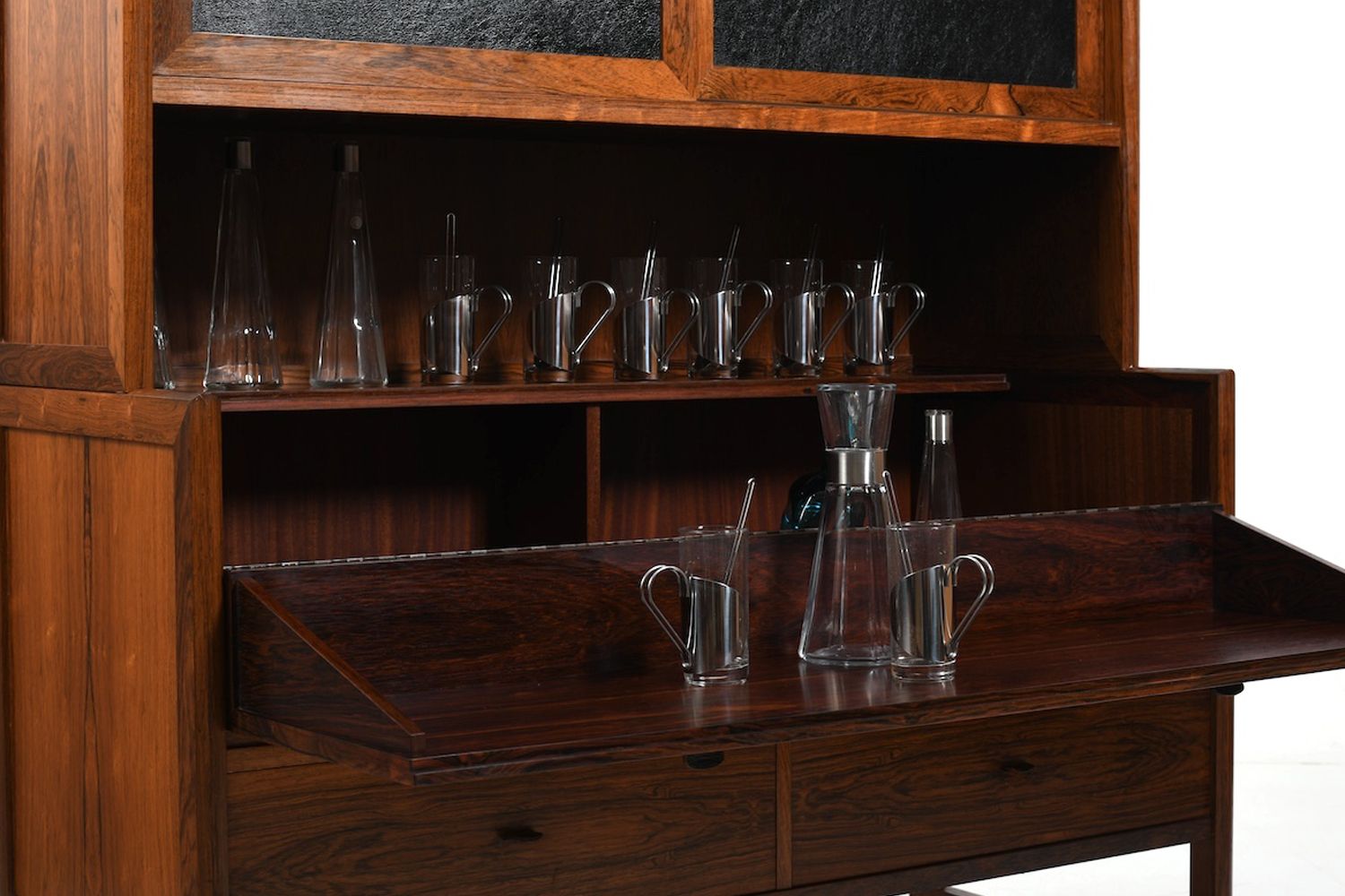 Rare Danish Bar Cabinet With Leather Parts 1960s photo 4890.0