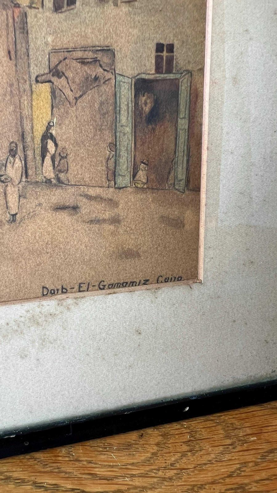 Early 1900 Original And Signed Watercolour Drawing Of A Street In Cairo photo for sale