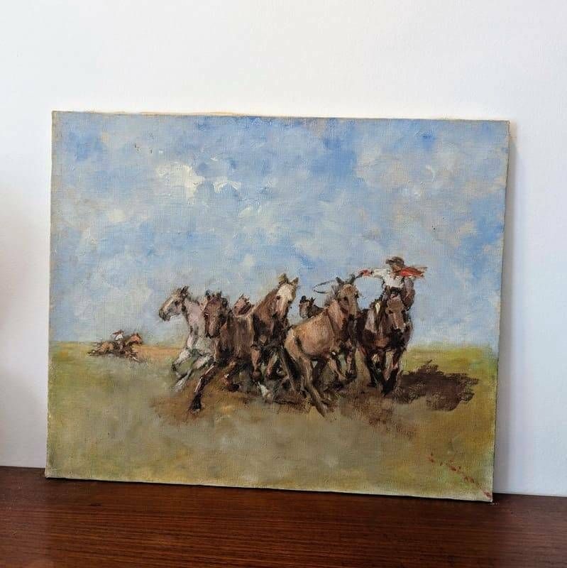 Oil On Canvas "Wild Horses" photo vinterior