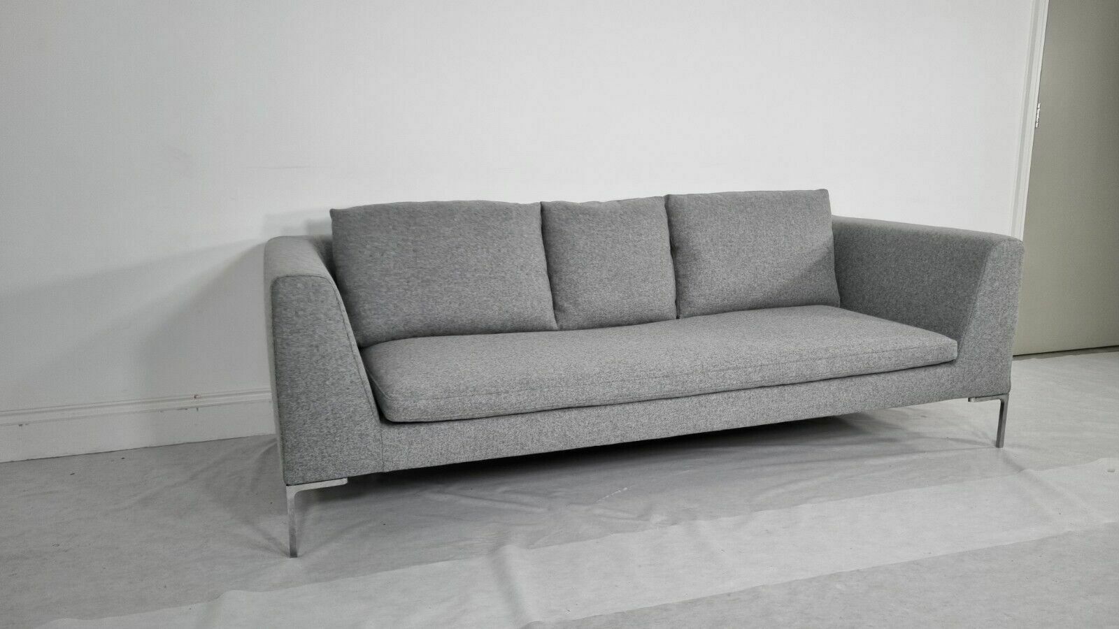 Stunning Bb Italia Charles Sofa In Soft Mid Grey Lambswool Excellent Condition photo for sale